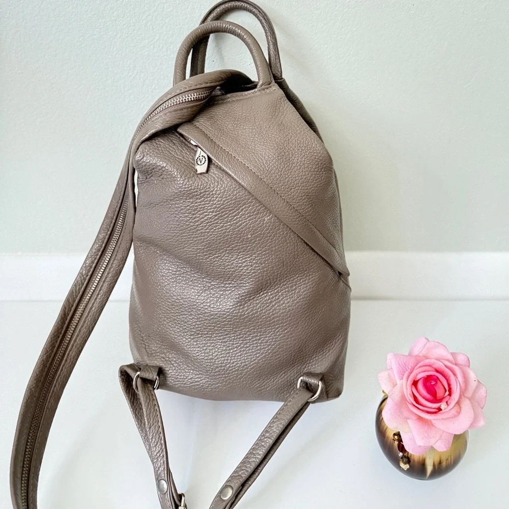 VALENTINA MULTIFUNCTIONAL TAUPE BACKPACK SLING BAG